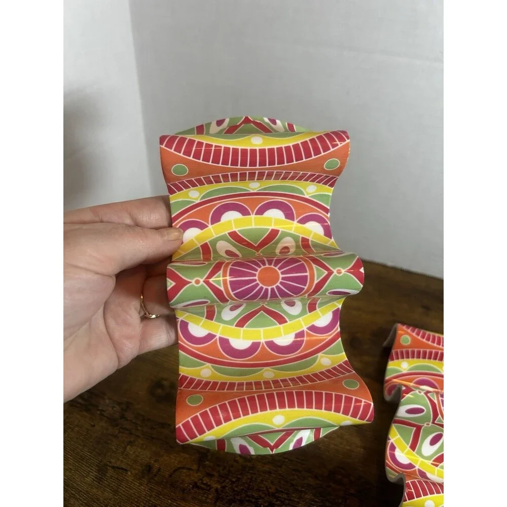 Colorful Reversible Plastic Taco Holders Set of 2 Holds 2 or 3 Tacos Multicolor